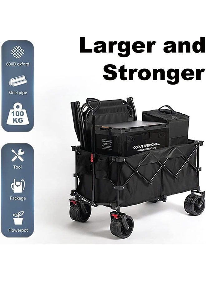 Garlo Collapsible Foldable Wagon with 100kg Weight Capacity, Heavy Duty Folding Utility Garden Cart with Big All-Terrain Beach Wheels & Drink Holders. - Image 4