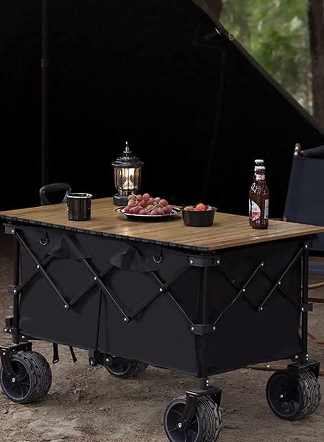 Garlo Collapsible Foldable Wagon with 100kg Weight Capacity, Heavy Duty Folding Utility Garden Cart with Big All-Terrain Beach Wheels & Drink Holders. - Image 3