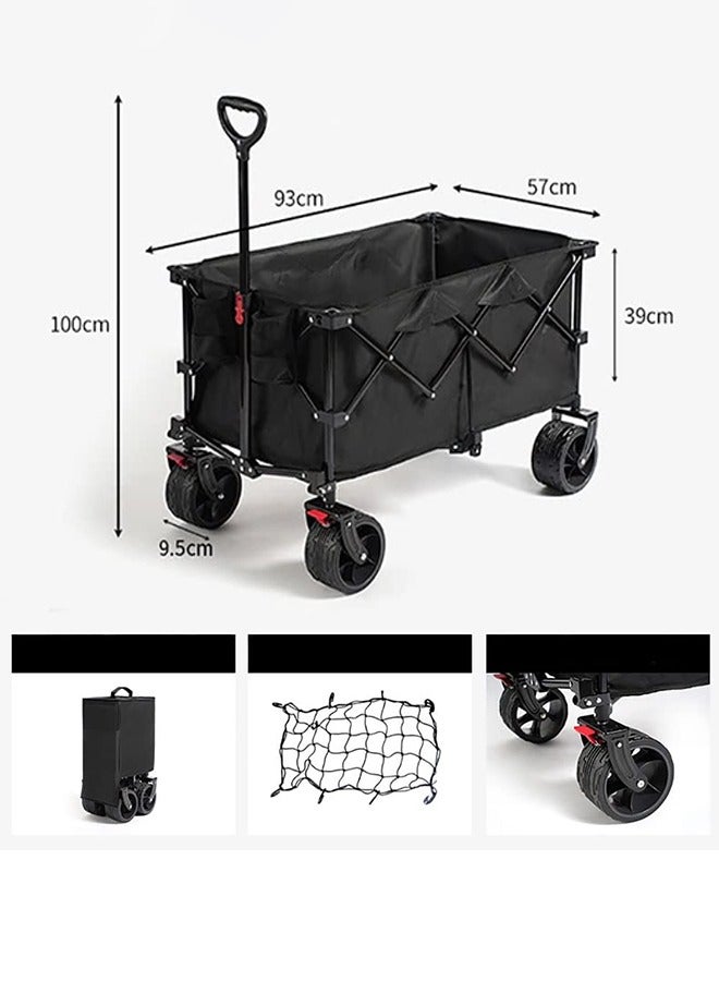 Garlo Collapsible Foldable Wagon with 100kg Weight Capacity, Heavy Duty Folding Utility Garden Cart with Big All-Terrain Beach Wheels & Drink Holders. - Image 2