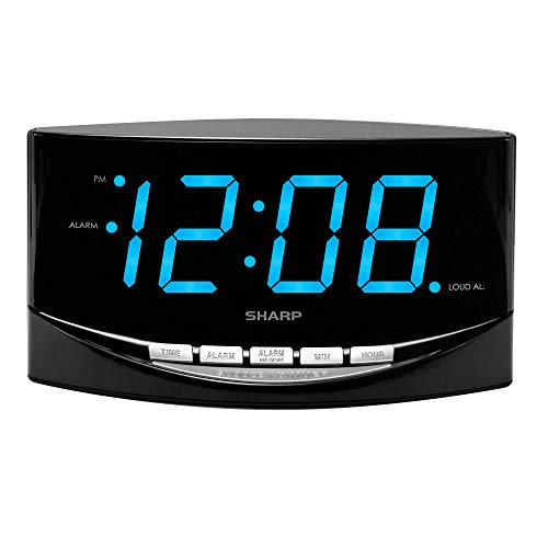 Sharp Easy to See Alarm Clock with Jumbo 2” Numbers - Bright Blue LED Display - Easy Set-up & Simple to Use –See from Across The Room! - High/Low Alarm Volume - Image 1