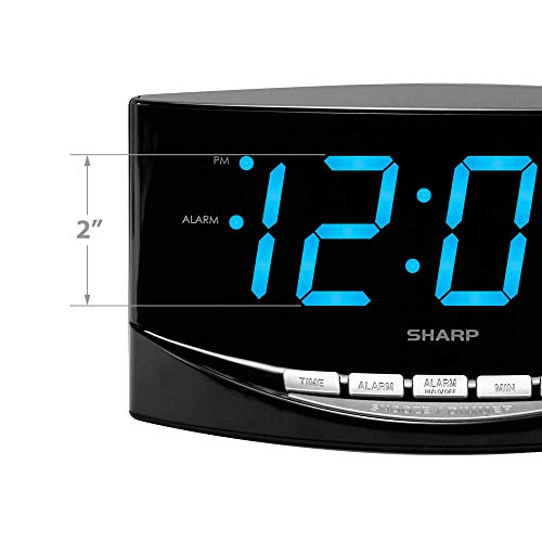 Sharp Easy to See Alarm Clock with Jumbo 2” Numbers - Bright Blue LED Display - Easy Set-up & Simple to Use –See from Across The Room! - High/Low Alarm Volume - Image 4