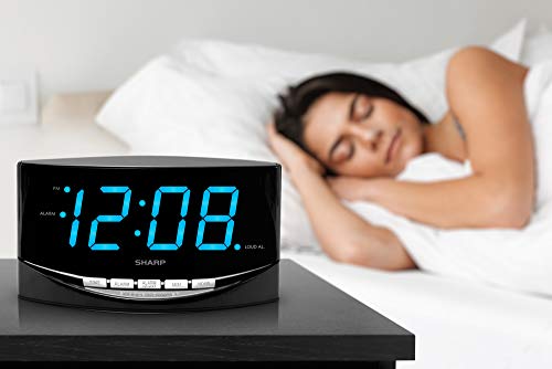 Sharp Easy to See Alarm Clock with Jumbo 2” Numbers - Bright Blue LED Display - Easy Set-up & Simple to Use –See from Across The Room! - High/Low Alarm Volume - Image 5