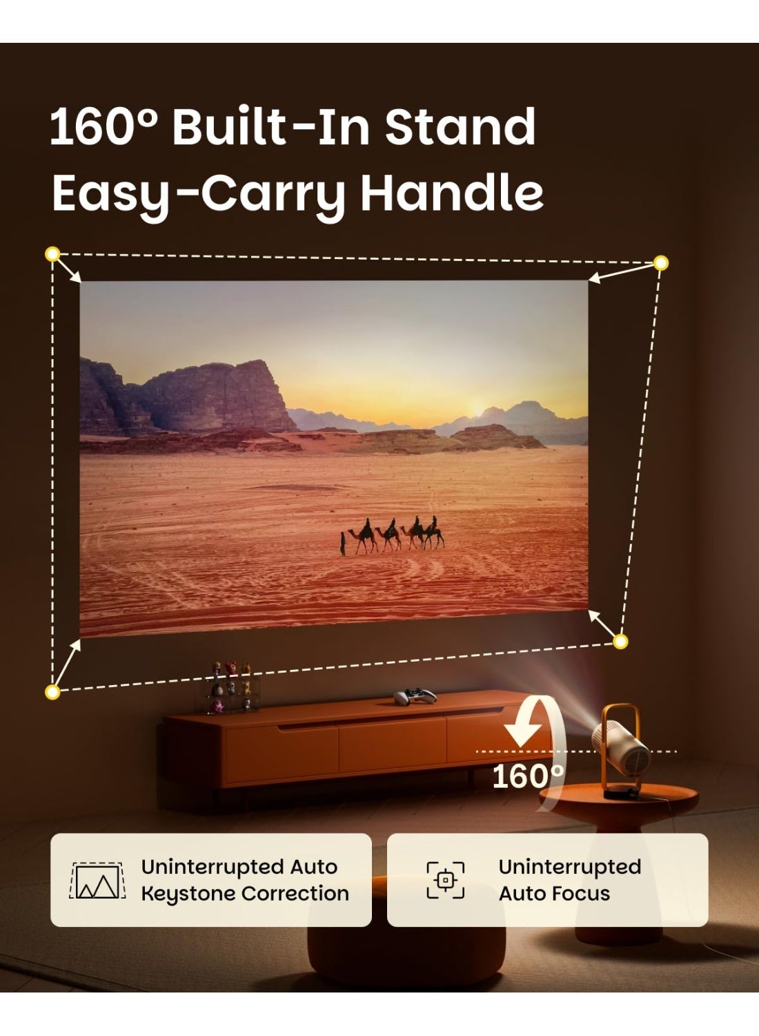 Vibe One Mini 1080P Smart Portable Projector | Google TV with Licensed Netflix, Sound by JBL, Built-in Battery, Auto Focus Auto Keystone, HD Projector for Home & Outdoor - Cloud Ash image 5