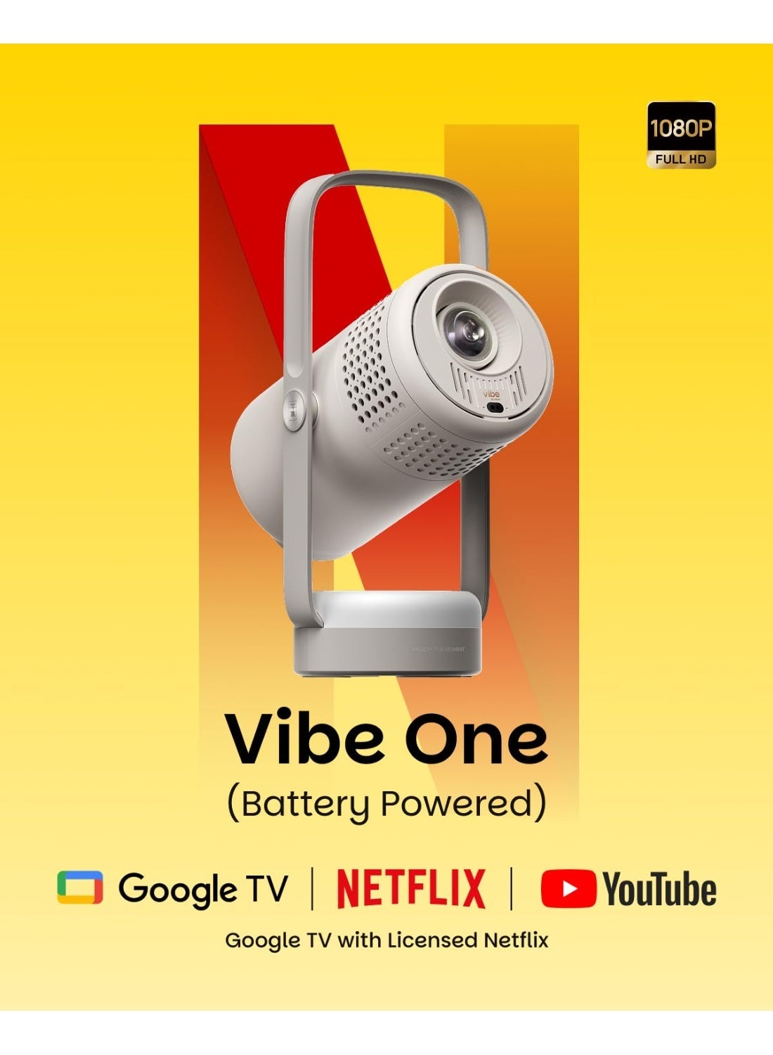Vibe One Mini 1080P Smart Portable Projector | Google TV with Licensed Netflix, Sound by JBL, Built-in Battery, Auto Focus Auto Keystone, HD Projector for Home & Outdoor - Cloud Ash image 4