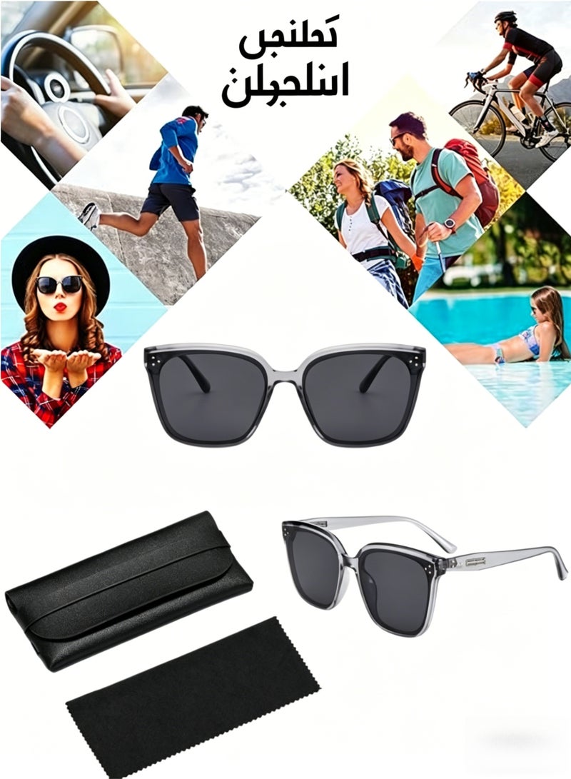 BESTPEAK Polarized Aviator Sunglasses for Men Women, UV400 Protection Sun Glasses TR Fashion Anti-Glare Sun Shades for Driving, Fishing, Traveling (Transparent Gray Frame) - Image 1