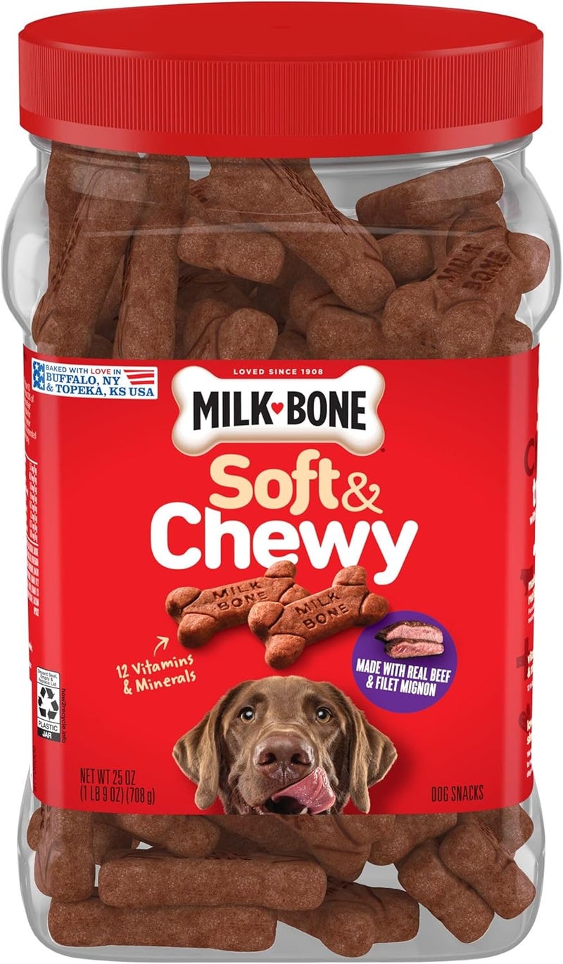 Milk-Bone Soft & Chewy Beef & Fillet Mignon Recipe Dog Treats, 740ml - Image 1