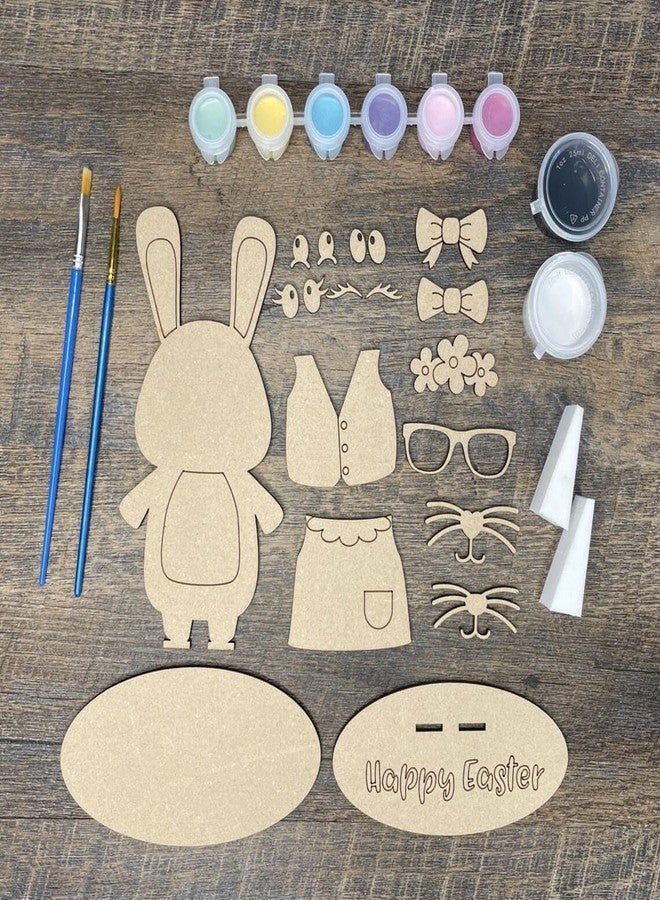 Haoser Easter Bunny with Custom Faces and Clothes for DIY Craft Kits, Kids Coloring kits-24 pc - Image 1