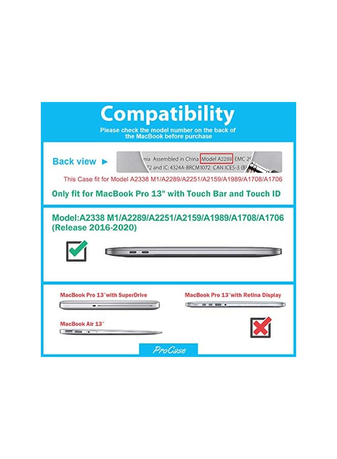 Procases Hard Shell Case for MacBook Pro 13 inch 2022 2020 2019 2018 2017 2016 Release A2338 M1 A2289 A2251 A2159 A1989 A1706 A1708, Cover for MacBook Pro 13 inch with/Without Touch Bar -Black - Image 3