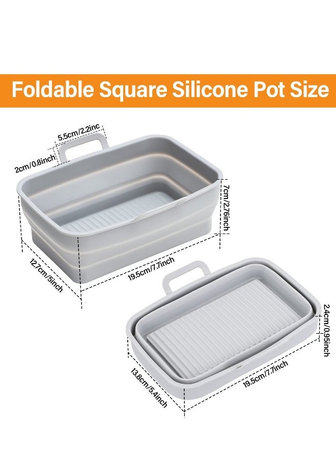 Generic Air Fryer Silicone Pot, 2 PCS FOLDABLE Silicone Air fryers Liners,Reusable Dual Basket Accessories, Replacement of Flammable Parchment Liner Paper Easy to Cleaning for Ninja 201、410、510(Double Gray)  - Image 3