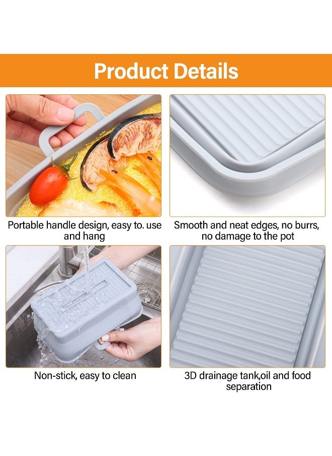 Generic Air Fryer Silicone Pot, 2 PCS FOLDABLE Silicone Air fryers Liners,Reusable Dual Basket Accessories, Replacement of Flammable Parchment Liner Paper Easy to Cleaning for Ninja 201、410、510(Double Gray)  - Image 4