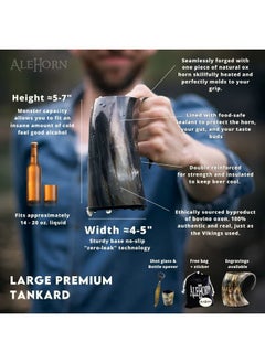AleHorn AleHorn Viking Horn Mug, Shot Glass and Bottle Opener Bundle | Viking Drinking Horn Set | Viking Horn Cup, Viking Mug Gift Ideas For Him - Viking Drinking Horn Mug Set for Beer, Ale or Mead - 16 oz  - Image 3