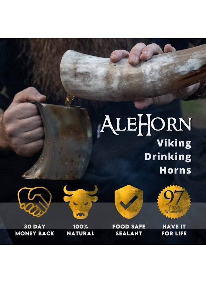 AleHorn - AleHorn Viking Horn Mug, Shot Glass and Bottle Opener Bundle | Viking Drinking Horn Set | Viking Horn Cup, Viking Mug Gift Ideas For Him - Viking Drinking Horn Mug Set for Beer, Ale or Mead - 16 oz - Image 1
