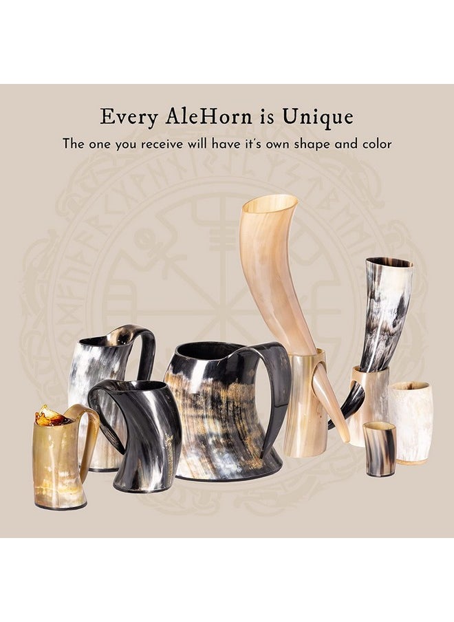 AleHorn - AleHorn Viking Horn Mug, Shot Glass and Bottle Opener Bundle | Viking Drinking Horn Set | Viking Horn Cup, Viking Mug Gift Ideas For Him - Viking Drinking Horn Mug Set for Beer, Ale or Mead - 16 oz - Image 1