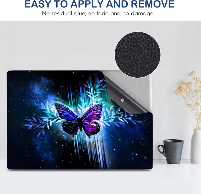 DINKY Laptop Skin Sticker Decal, 12" 13" 13.3" 14" 15" 15.4" 15.7 inch Laptop Universal Reusable Vinyl Skin Stickers Cover Art Decal Notebook PC Personalized Protector-Blue Butterfly - Image 5