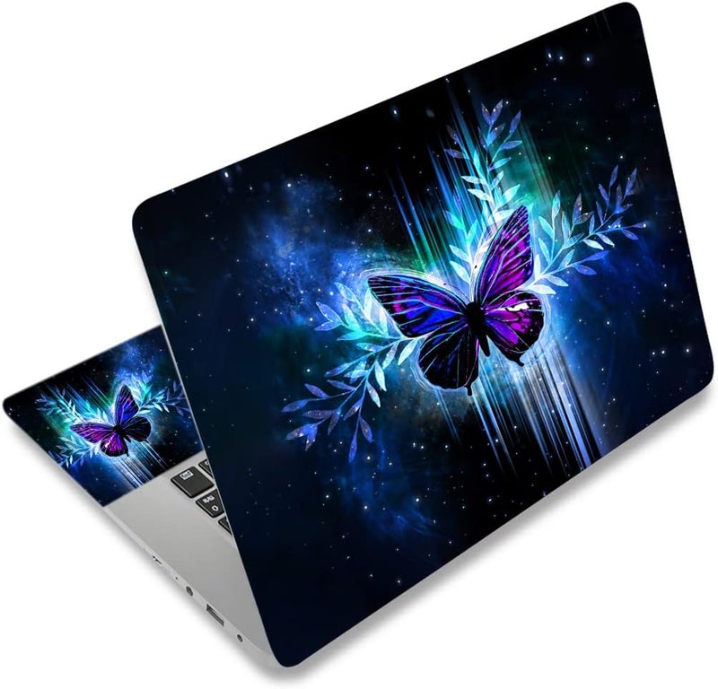 DINKY Laptop Skin Sticker Decal, 12" 13" 13.3" 14" 15" 15.4" 15.7 inch Laptop Universal Reusable Vinyl Skin Stickers Cover Art Decal Notebook PC Personalized Protector-Blue Butterfly - Image 1