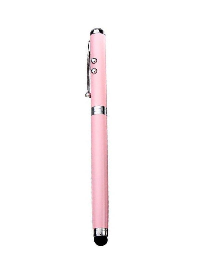 NIBEMINENT 4 In 1 Multifunction Pencapacitive Stylus Pen Plus Ball Red Laser Pointer White Led Flashlight Pink 