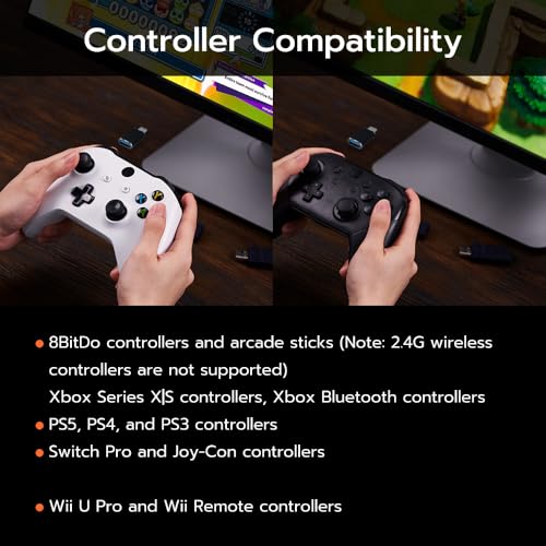 Mcbazel 8Bitdo Wireless USB Adapter 2 with OTG for PS5, Switch OLED, Switch2，Windows, macOS, Raspberry Pi, Xbox Series X/S, Switch Pro, Xbox One Controller and More - Image 4
