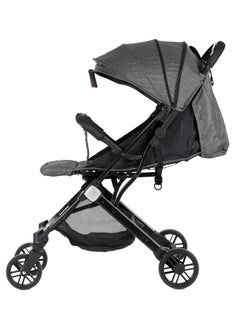BABY PLUS Premium Comfort Baby Stroller - Lightweight, Foldable, Adjustable Seat, Retractable 3 Tier Canopy & Peek-A-Boo window, Ultimate Ease Baby Carriage for Infants & Toddlers, 0-4 Years (GREY)  - Image 1