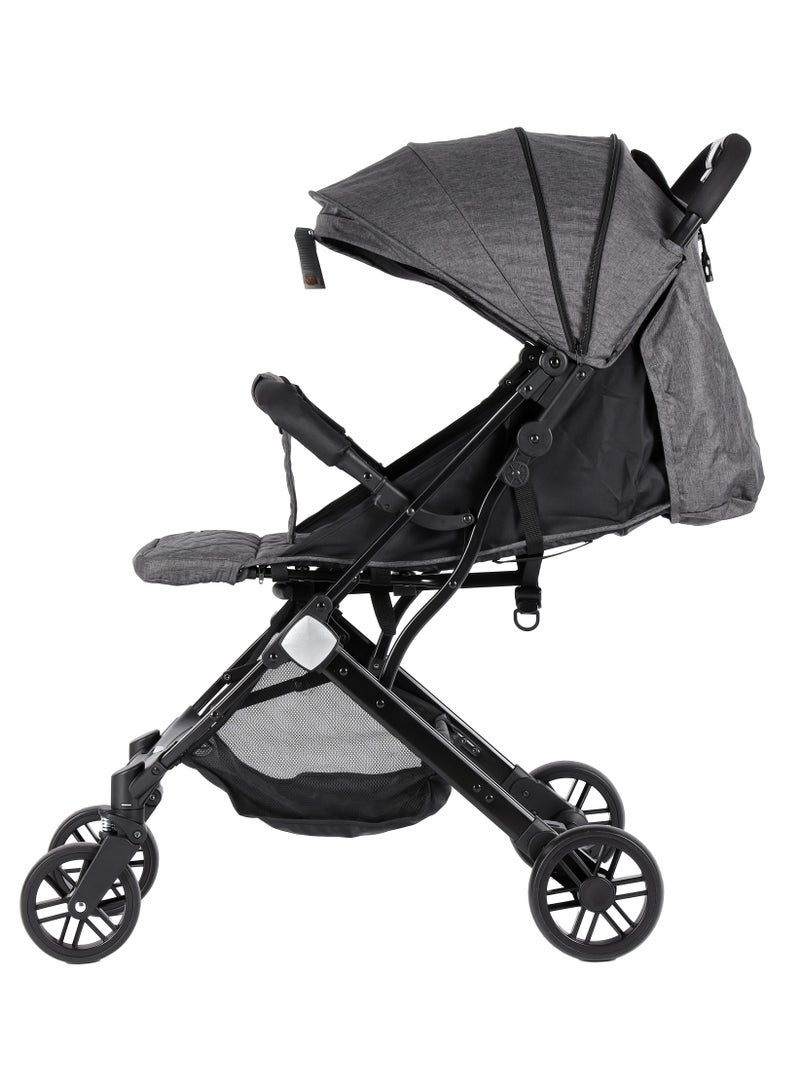 BABY PLUS Premium Comfort Baby Stroller - Lightweight, Foldable, Adjustable Seat, Retractable 3 Tier Canopy & Peek-A-Boo window, Ultimate Ease Baby Carriage for Infants & Toddlers, 0-4 Years (GREY) - Image 1