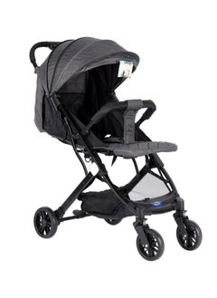 BABY PLUS Premium Comfort Baby Stroller - Lightweight, Foldable, Adjustable Seat, Retractable 3 Tier Canopy & Peek-A-Boo window, Ultimate Ease Baby Carriage for Infants & Toddlers, 0-4 Years (GREY)  - Image 2