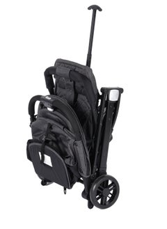 BABY PLUS Premium Comfort Baby Stroller - Lightweight, Foldable, Adjustable Seat, Retractable 3 Tier Canopy & Peek-A-Boo window, Ultimate Ease Baby Carriage for Infants & Toddlers, 0-4 Years (GREY)  - Image 3