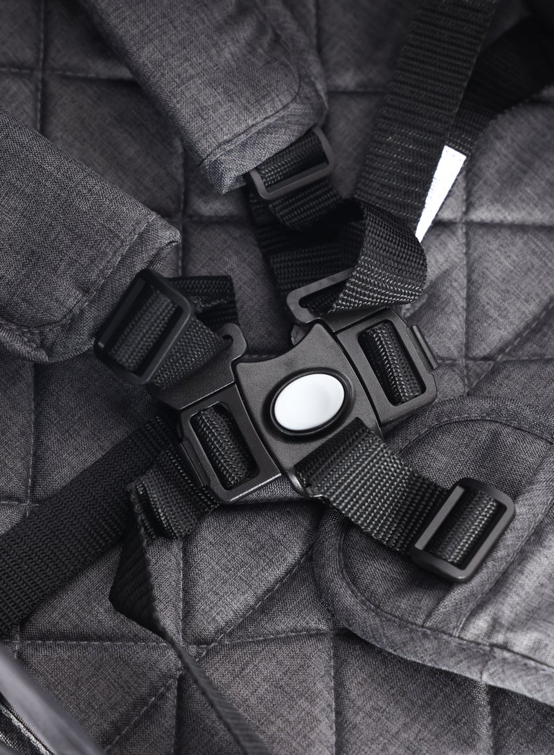 BABY PLUS Premium Comfort Baby Stroller - Lightweight, Foldable, Adjustable Seat, Retractable 3 Tier Canopy & Peek-A-Boo window, Ultimate Ease Baby Carriage for Infants & Toddlers, 0-4 Years (GREY) - Image 5