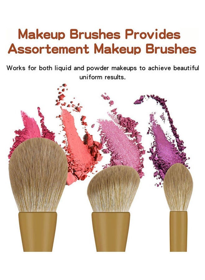 Captaintech 10 Pcs Kabuki Makeup Brush Set Brown - Image 2