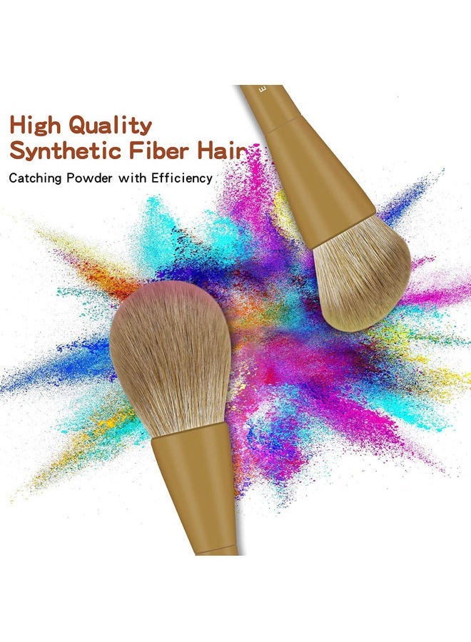 Captaintech 10 Pcs Kabuki Makeup Brush Set Brown - Image 4