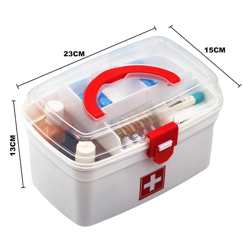 Naivete Plastic Rectangular Medicine BoxMedical Box First aid BoxMulti Purpose Storage Box with Handle White - Image 2