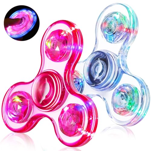 Fasray Fidget Spinner 2 Pack Light up Sensory Fidget Toys Adults Kids 4812 with Autism ADHD Kids Easter Basket Stuffers Easter Egg Fillers Glow Anxiety Toys Stress Relief Teen Boy Gifts Classroom Prizes - Image 1