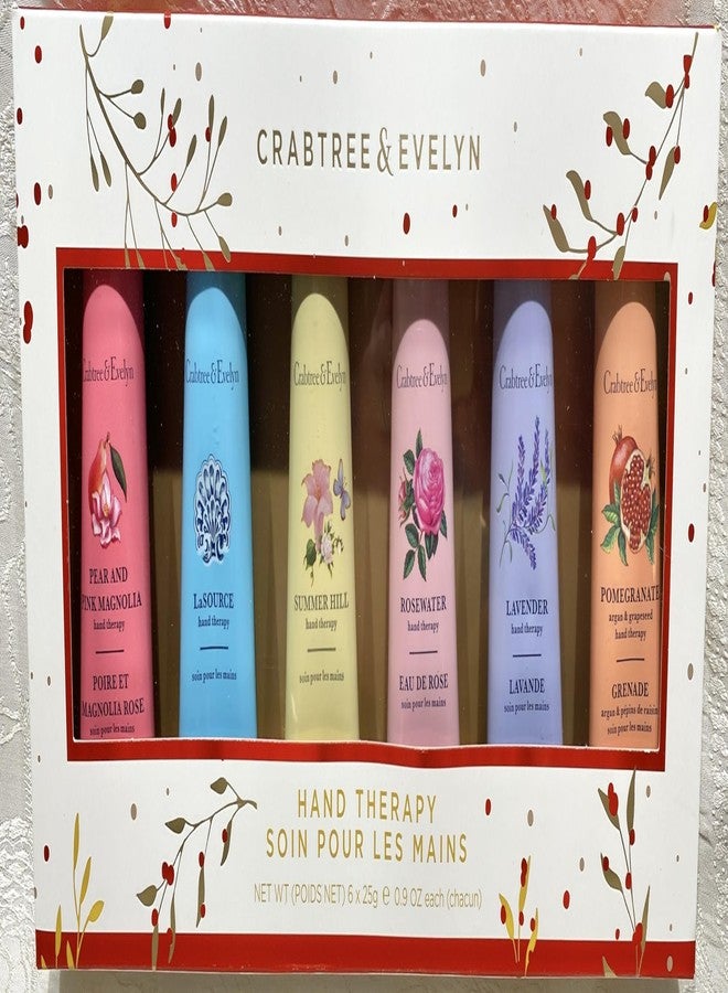 Crabtree & Evelyn Hand Therapy 6-Pack (0.9 oz Each) (Summer Hill, La Source, Lavender, Pomegranate Argan Grapeseed, Pear & Pink Magnolia and Rosewater) - Image 1