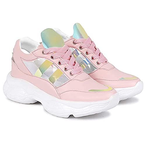 Amico Women's & Girls Sneakers Walking Casual Shoes Pink, 5 UK - Image 4