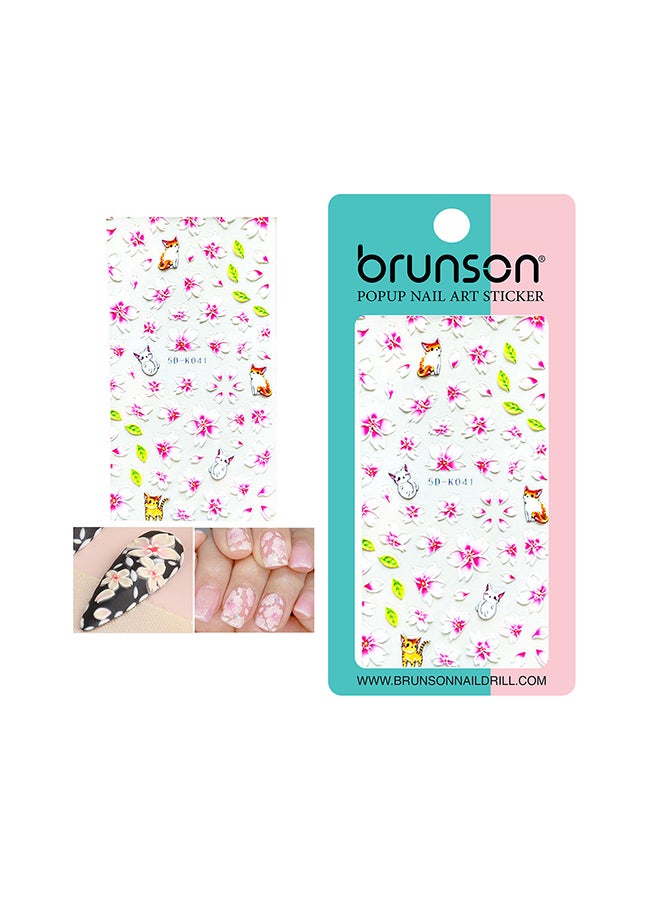 brunson ملصقات زهور 5D رائعة ذاتية اللصق لتزيين الأظافر 5D-k041