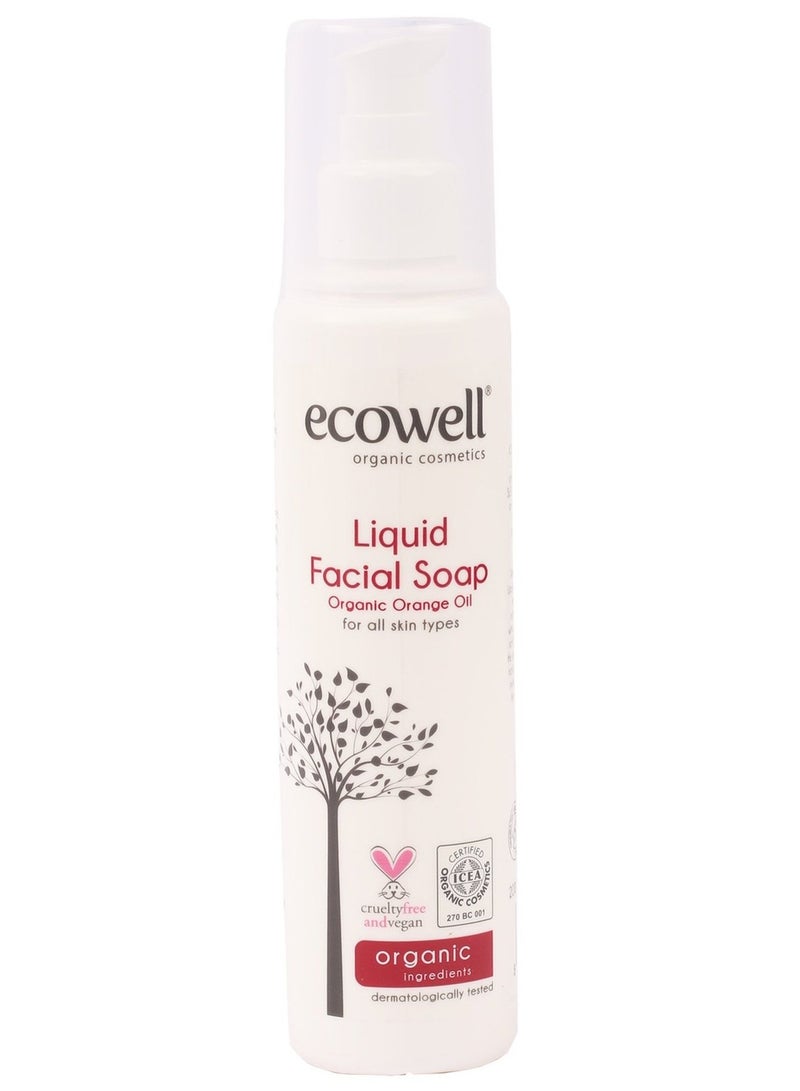 ECOWELL Organic Orange Oil Liquid Facial Soap 200 ML - Image 1
