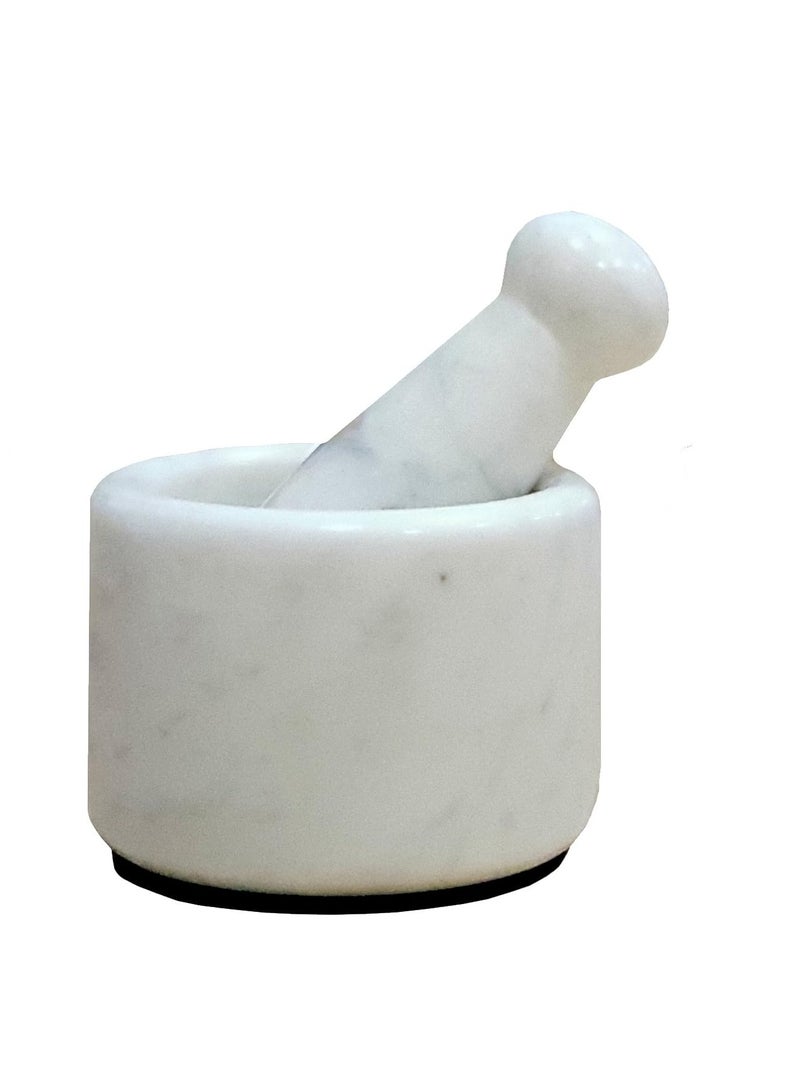 KLEO 2.75" Diameter White Marble Stone Mortar and Pestle Set - SMALL SIZE - Image 1