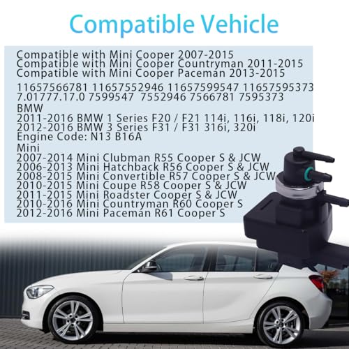 WUGANGATPS Turbocharger Boost Solenoid Valve Compatible with BMW 114i 116i 118i 120i 316i 320i Mini Coupe Countryman Paceman Pressure Converter 2007-2016 Replacement for 11657599547 11657566781 11657552946 - Image 3