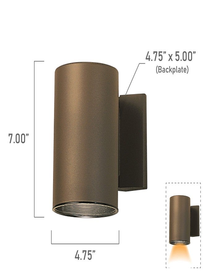 Kichler Cylinder Wall Mount Lighting Fixture in Brown, 7” Bottom Opening Outdoor Light Fixture, 9234AZ - Image 3
