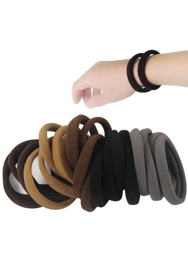GOSICUKA - 20 Pcs Thick Seamless Hair Ties For Curly Heavy And Long Hair Brown Hair Elastics For Women Men And Girls Big Pony Tails Holders (5 Cm In Diameter, 1 Cm In Width) - Image 1