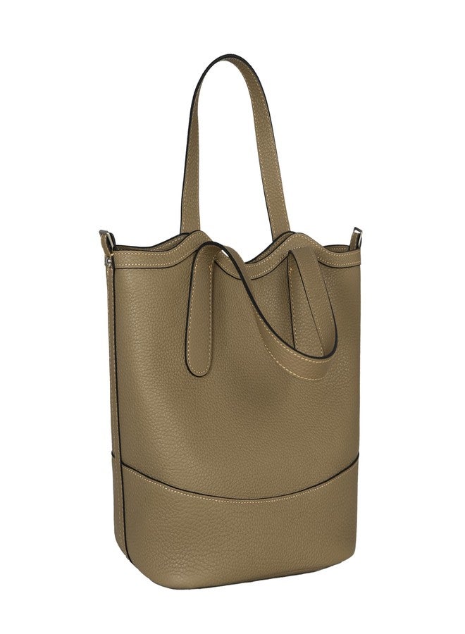 Iswee Picotin Bucket Handbag Shoulder Bags Leather Purses for Women Bag Cross Body Tote Ladies Hobo (Elephant Gray) - Image 1