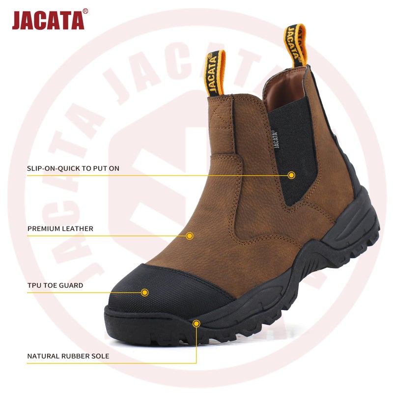 Jacata Mens Work Boots Chelsea Slip On Boot For Men Men's Industrial Construction Soft Toe Shoes Botas De Trabajo Para Hombre - Image 4
