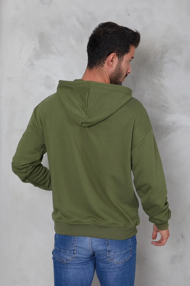 Twenty3 Men's Oversize Hooded Kangaroo Pocket Ribbed Long Sleeve Basic Sweatshirt