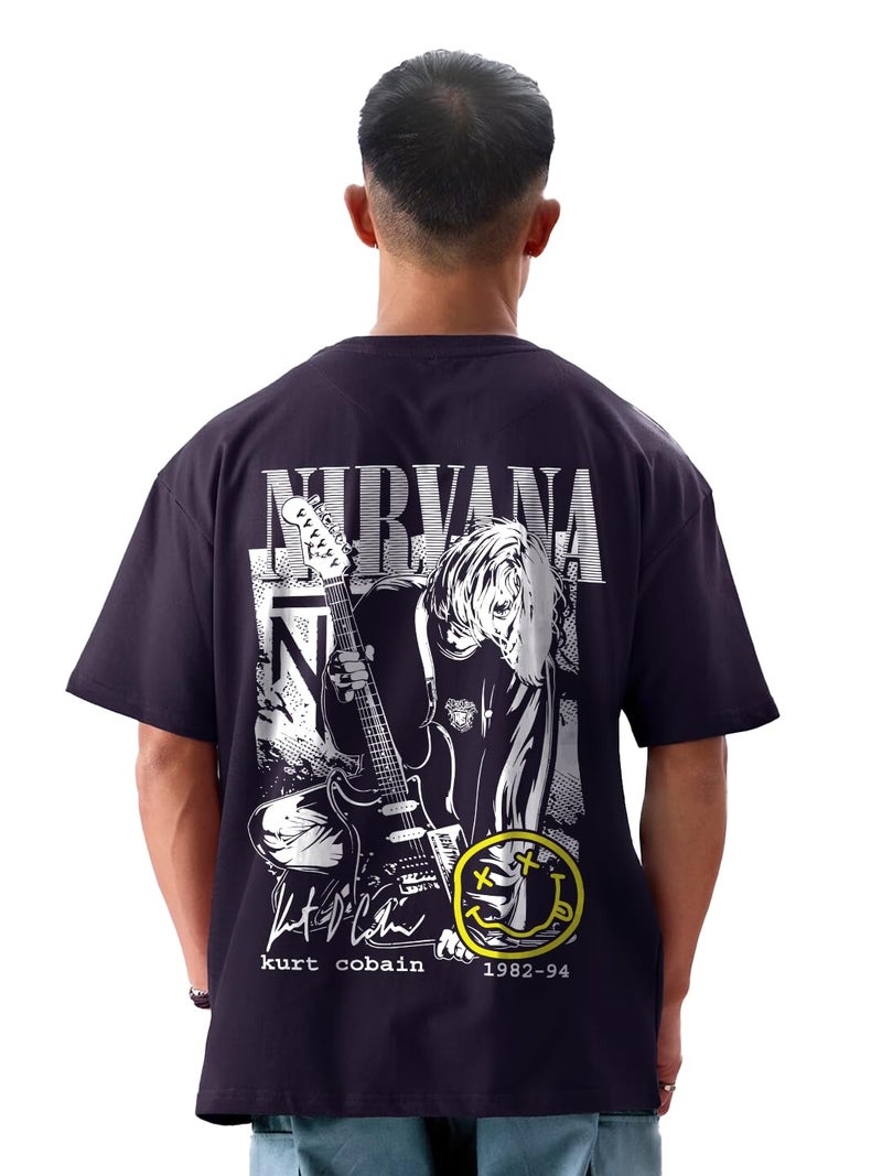 crazymonk Nirvana Oversized T-Shirt - Navy Blue, L - Image 1