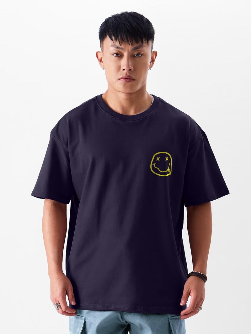 crazymonk Nirvana Oversized T-Shirt - Navy Blue, L - Image 2