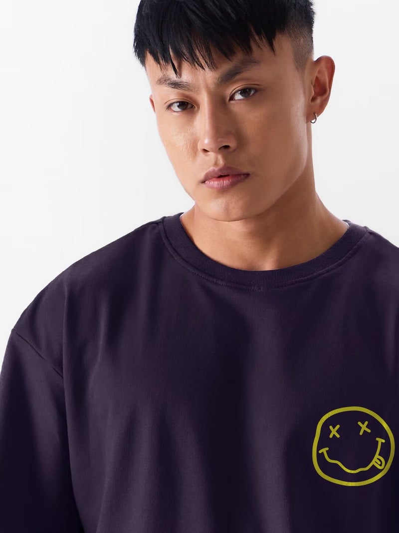 crazymonk Nirvana Oversized T-Shirt - Navy Blue, L - Image 4