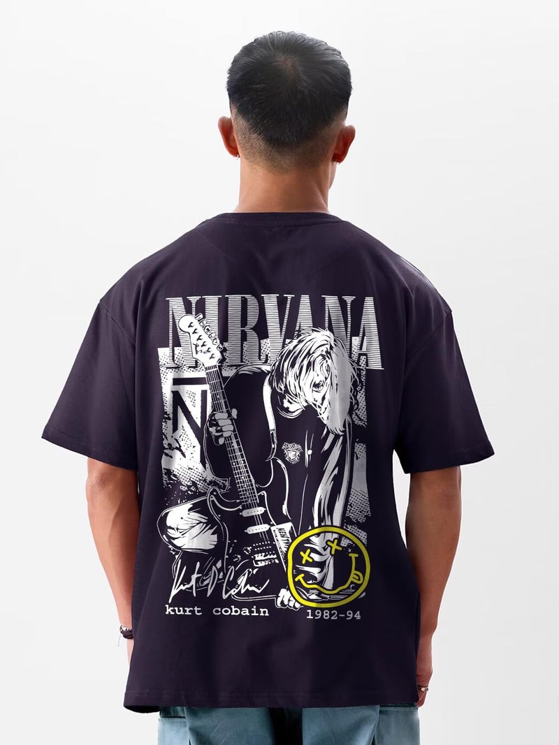crazymonk Nirvana Oversized T-Shirt - Navy Blue, L - Image 3
