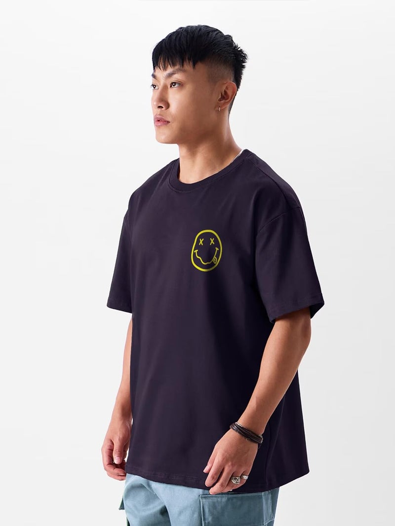 crazymonk Nirvana Oversized T-Shirt - Navy Blue, L - Image 5