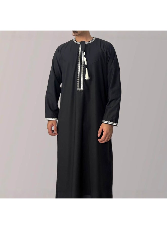 عباية - ثوب عربي رجالي - أسود، 58 - ملابس تقليدية، ملابس إسلامية، لباس إسلامي، عباية دبي، قفطان، جبة - Image 5
