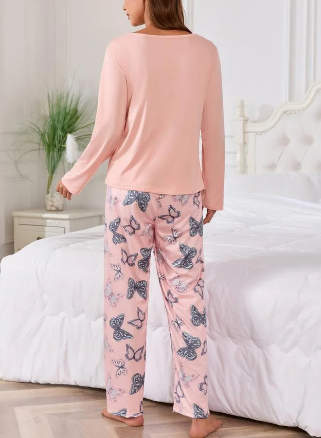 تايك تو مجموعة من تيشيرت بطبعة فراشة وبيجاما