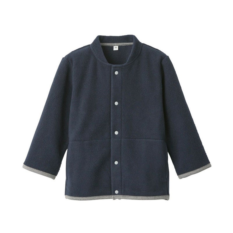 Japanese Unprinted Kidsren'S Fleece Sweater, High-Quality Stand-Up Collar Jacket, Small Outwear, Sweatshirt, Warm Clothes For Boys And Girls - Image 1