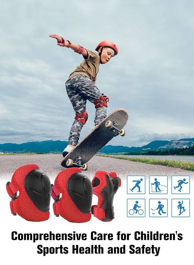 DURKU 7 Piece Multi-Sport Protection Gear Kit includes Adjustable Helmet, Knee & Elbow Pads, Wrist Guards for Scooter, Skateboarding, Biking, Roller Skating - Red - Image 2